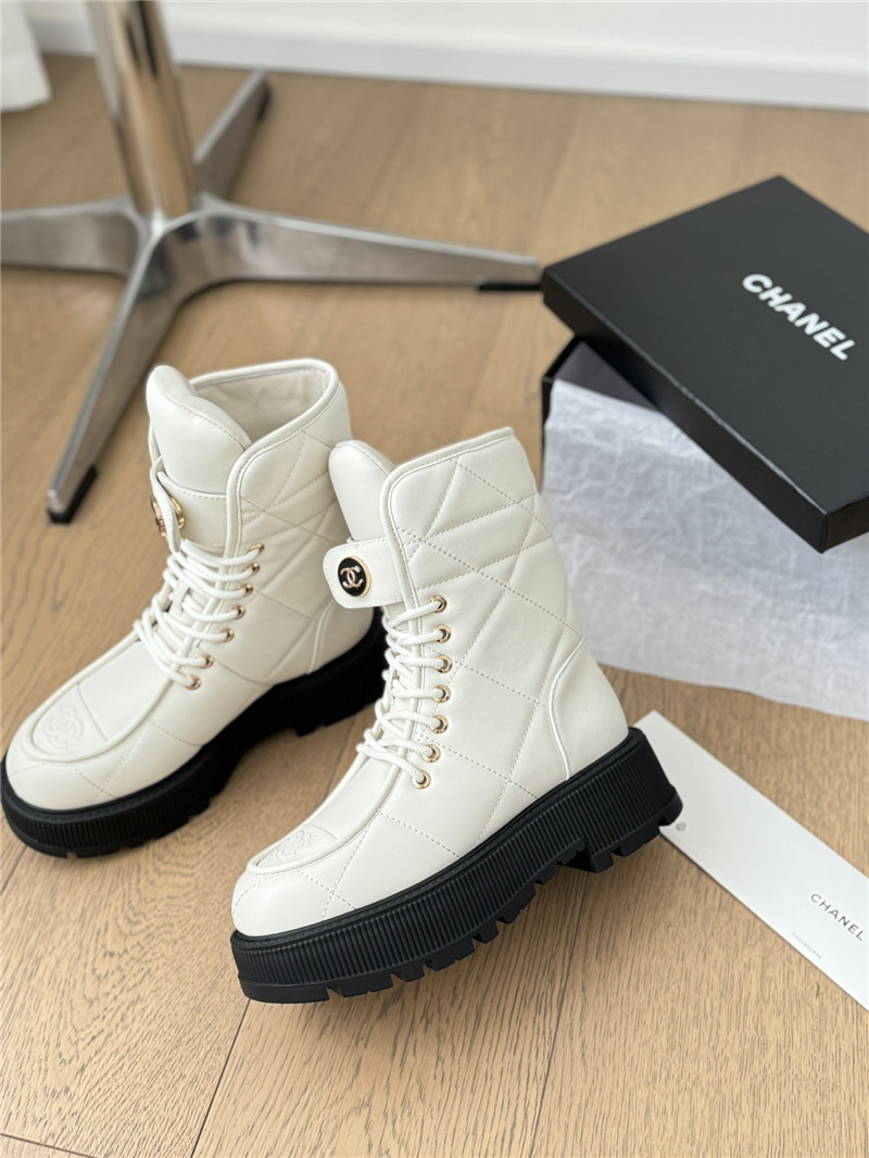 Ch**el white oil-wax leather boots