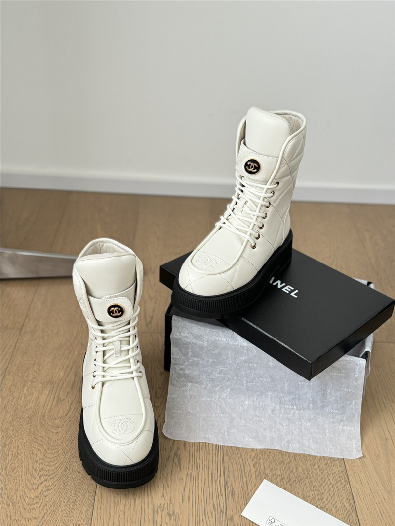 Ch**el white oil-wax leather boots