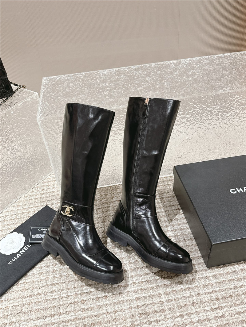Ch**el oil wax leather knee-high boots
