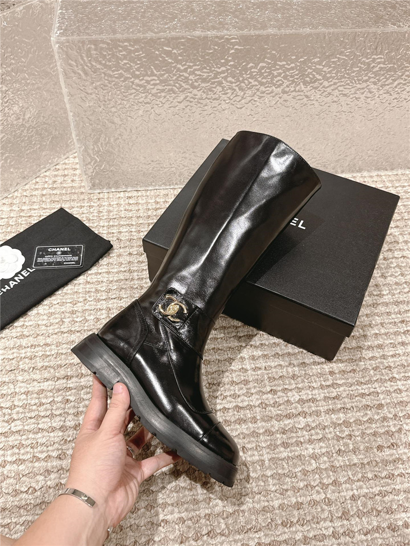 Ch**el oil wax leather knee-high boots