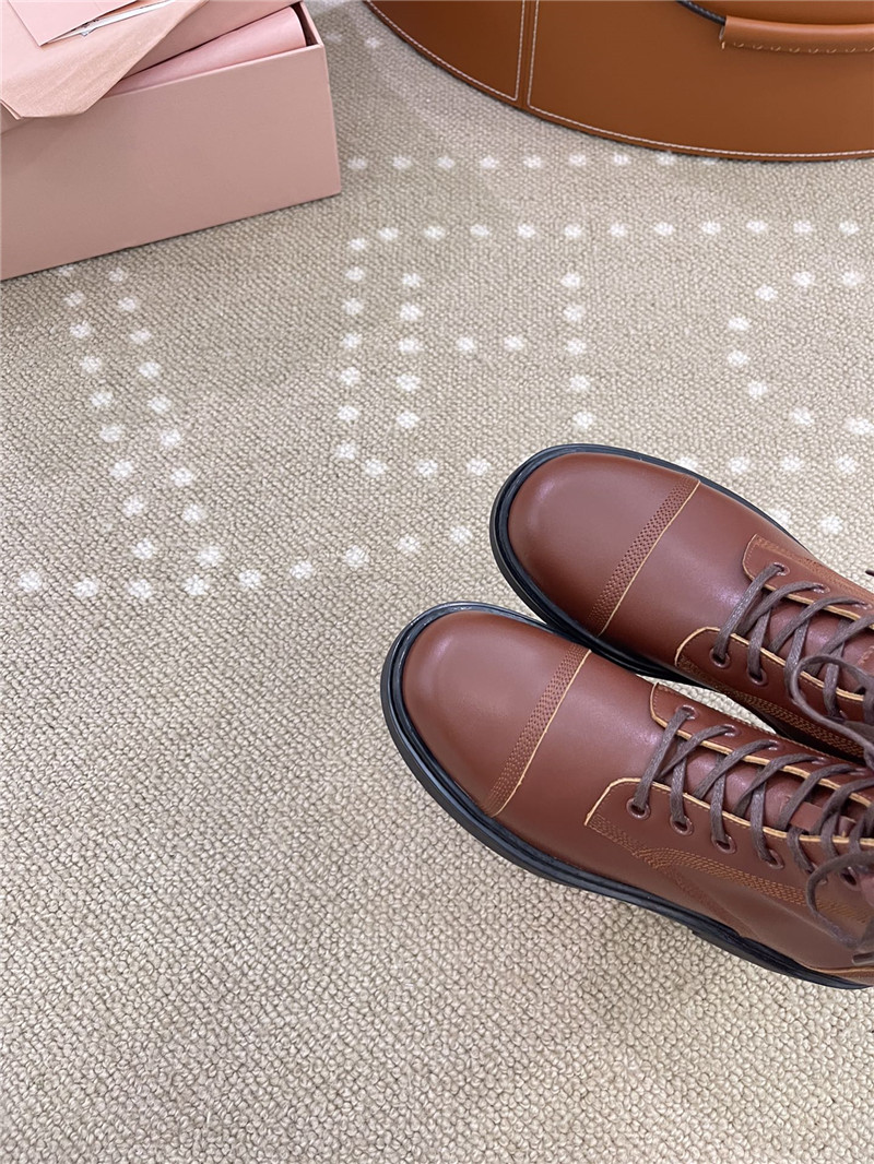 Miu Miu Brown Leather Combat Boots