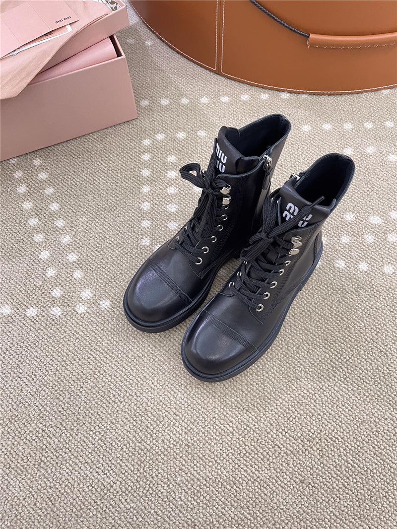Miu Miu Leather Combat Boots