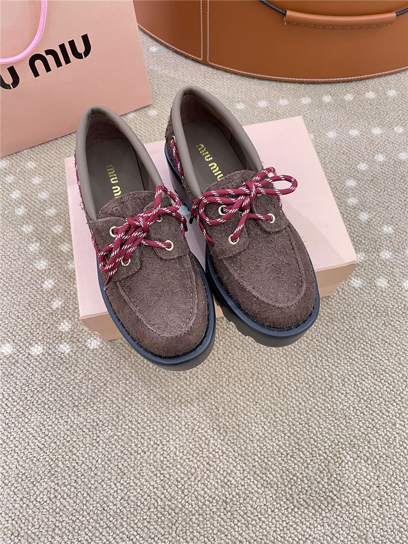 Miu Miu Lace-Up Sienna Suede Loafers