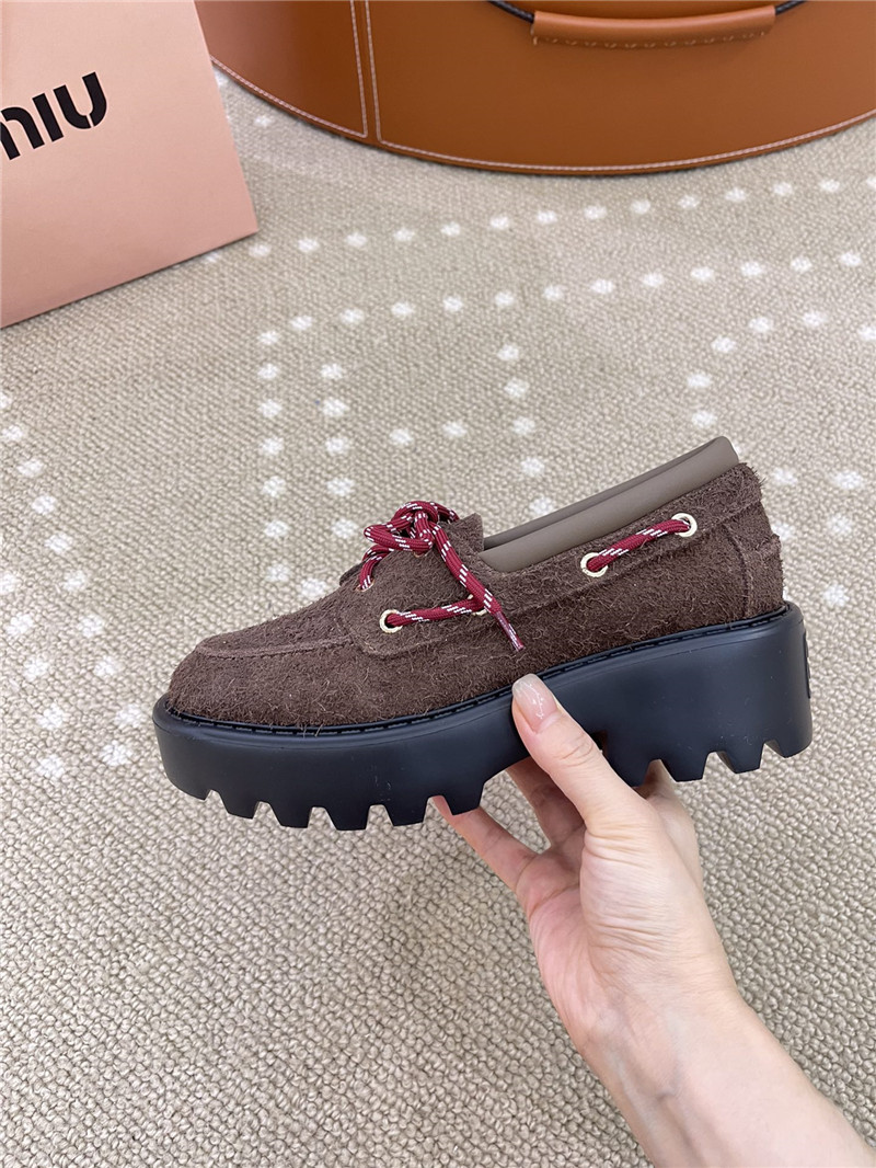 Miu Miu Lace-Up Sienna Suede Loafers