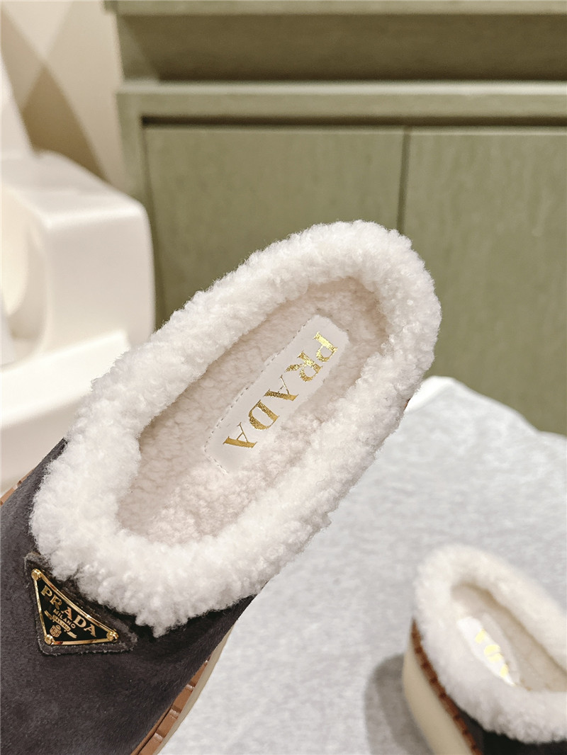 Pra*a platform shearling purple suede slippers