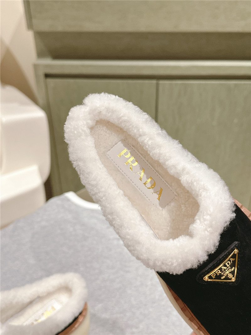 Pra*a platform shearling black suede slippers