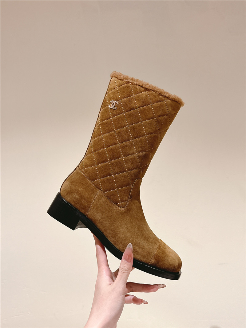 Ch**el suede mid shearling boot