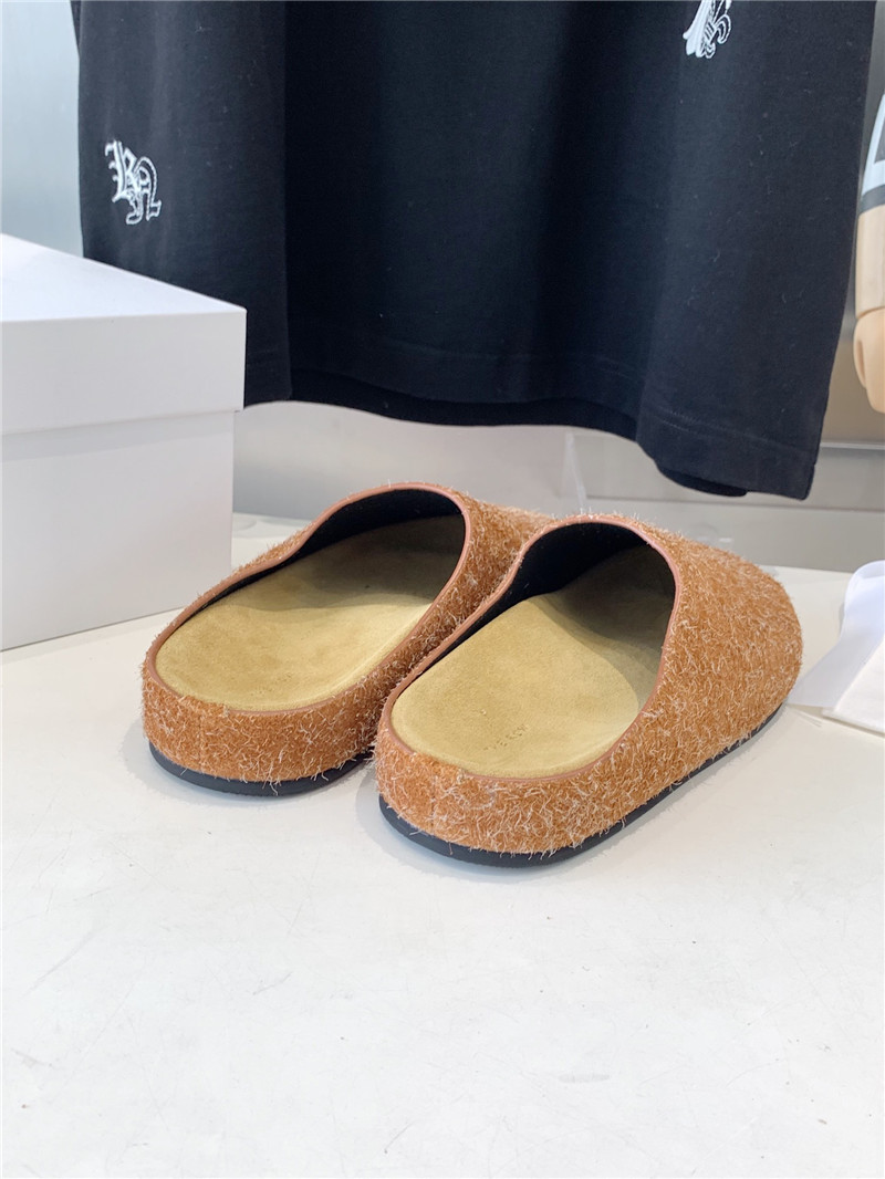 The R0w hugo slide in orange brush suede