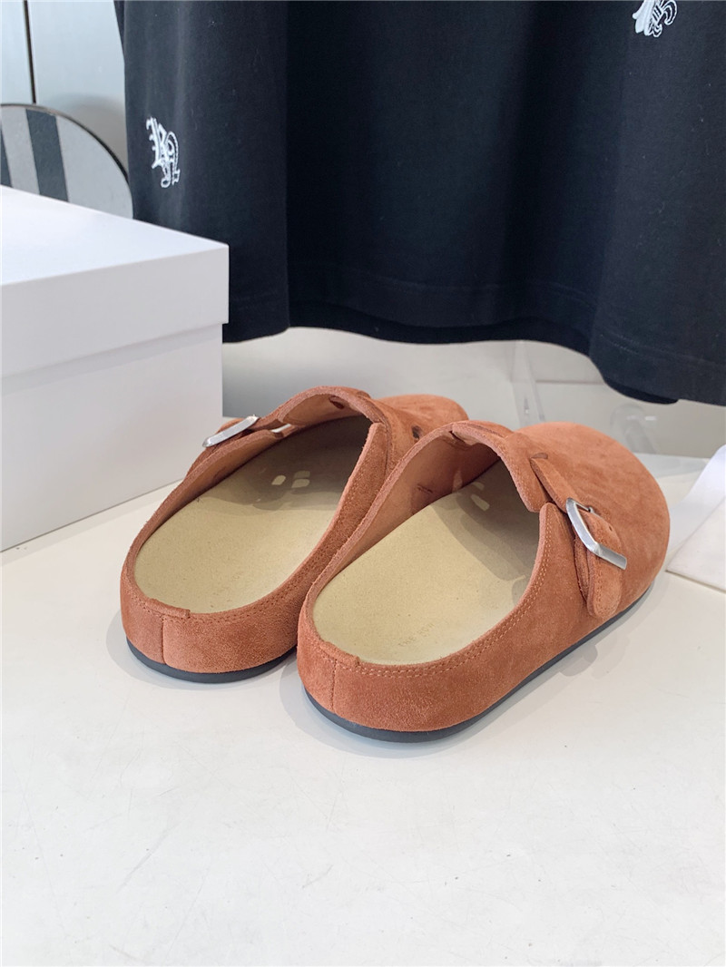 The R0w hugo slide in orange suede