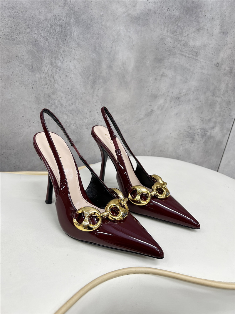 Gvc*1 horsebit slingbacks in burgundy gg leather