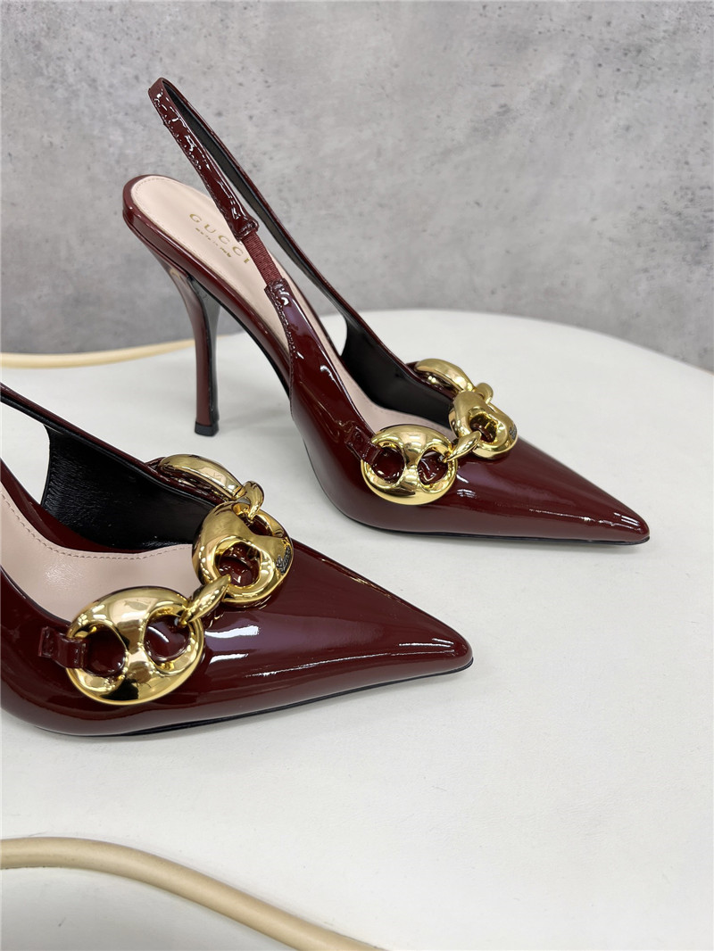 Gvc*1 horsebit slingbacks in burgundy gg leather