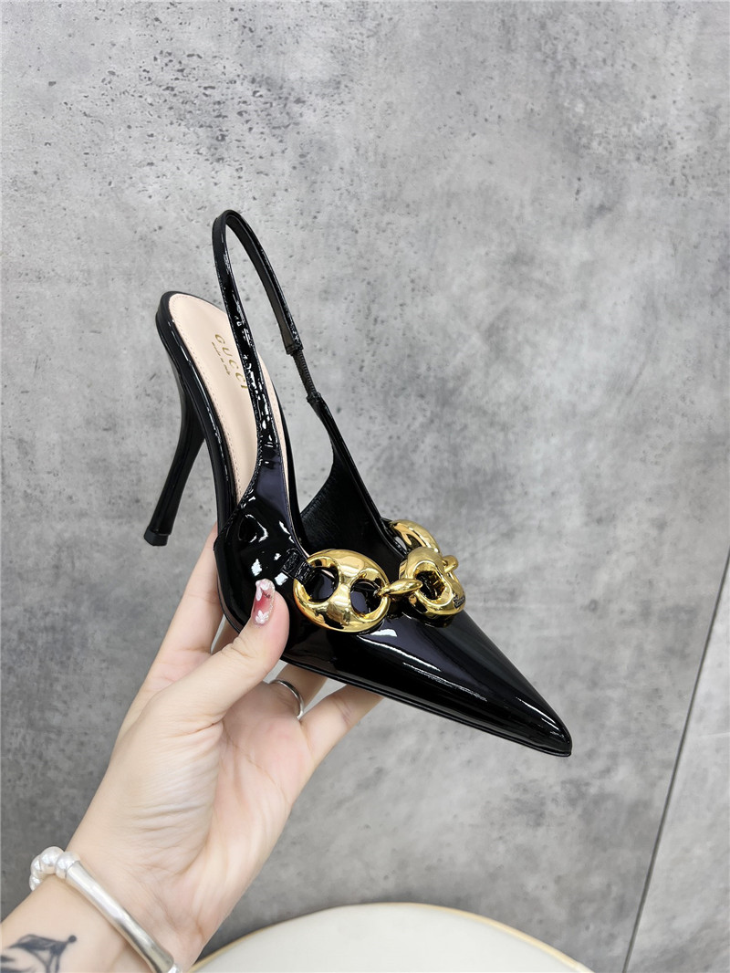 Gvc*1 horsebit slingbacks in black gg leather