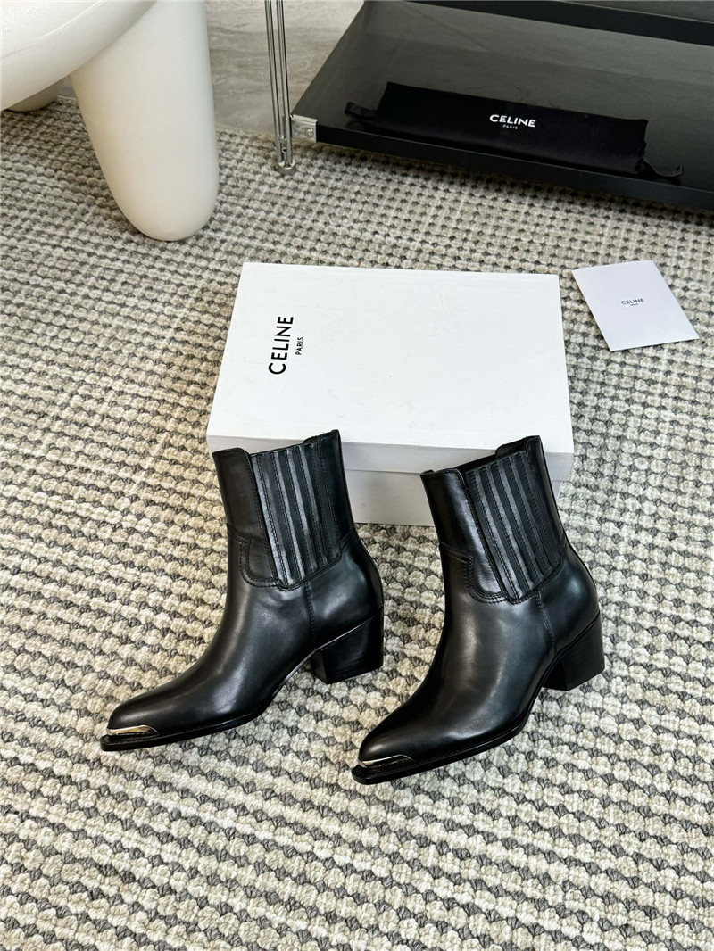 Ce1i*e metallic pointed toe leather ankle boots