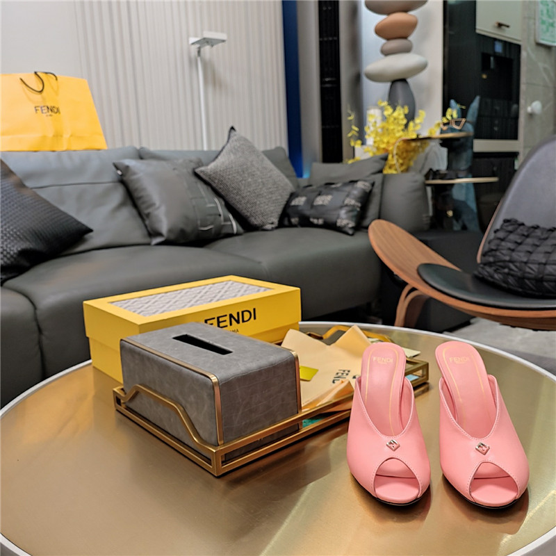 F**di pink peep-toe mules