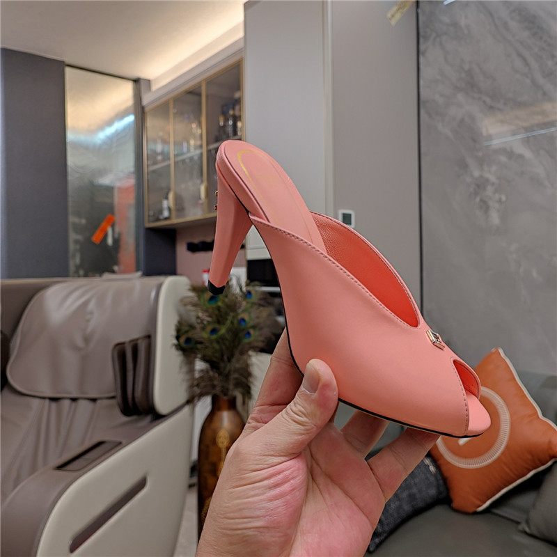 F**di pink peep-toe mules