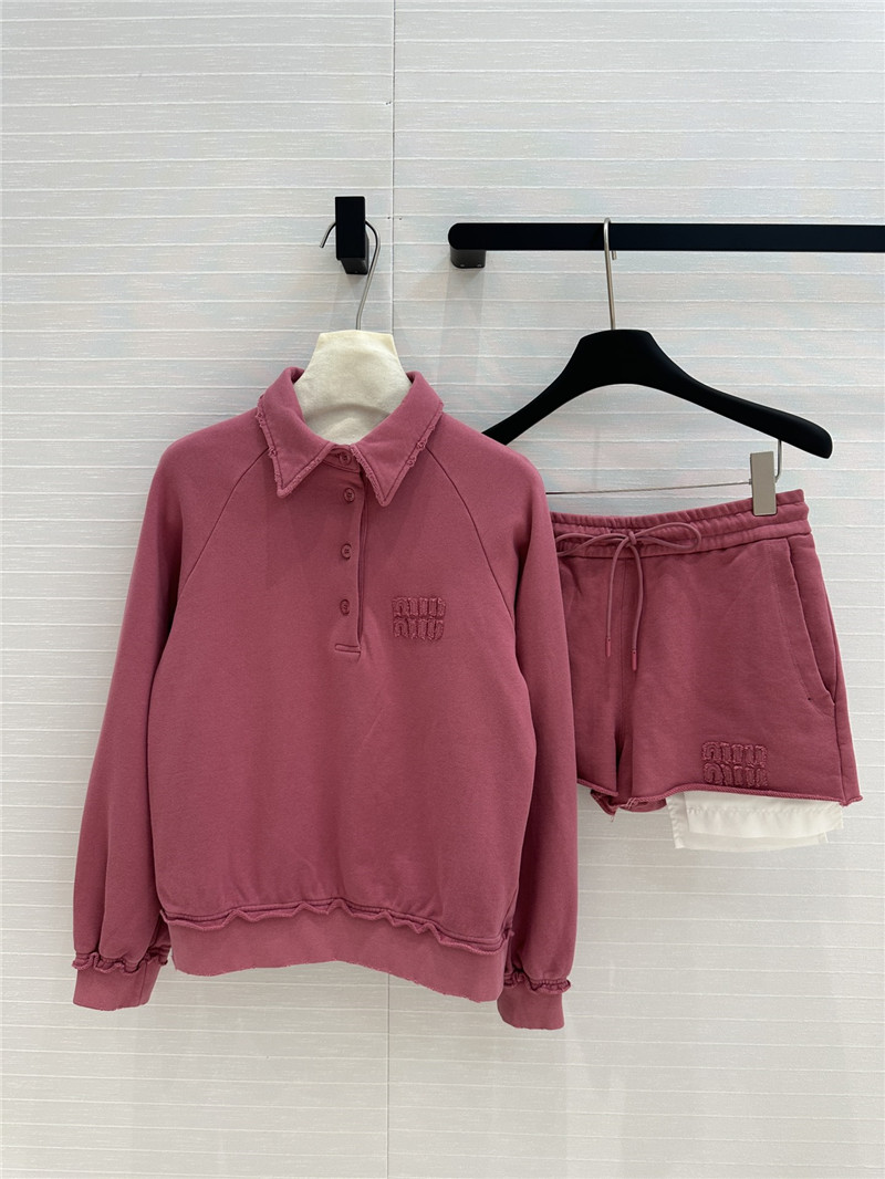 M1um1u sweatshirt + shorts set