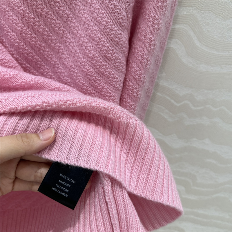 Pra*a crew neck twill rib-knit sweater pink