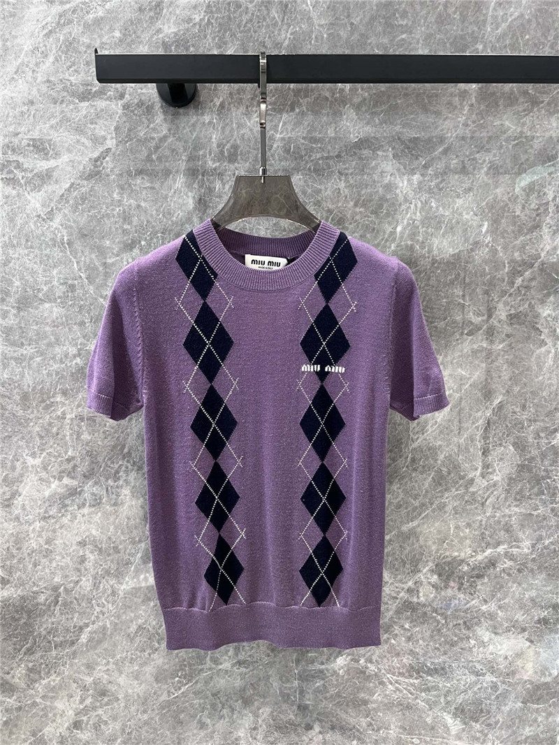 M1um1u knitted short-sleeved top