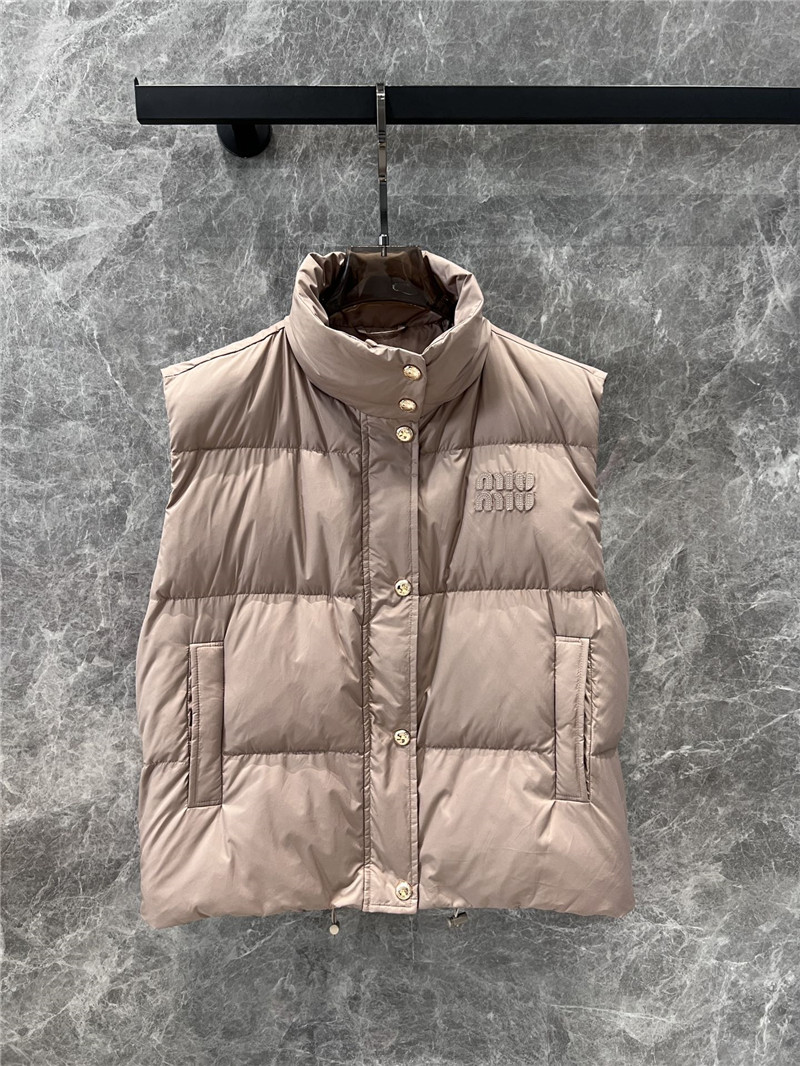 Miu Miu Logo-patch Brown Down Gilet