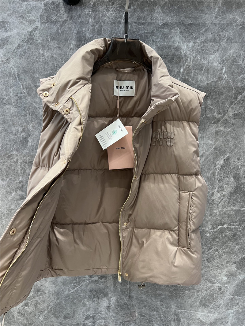 Miu Miu Logo-patch Brown Down Gilet