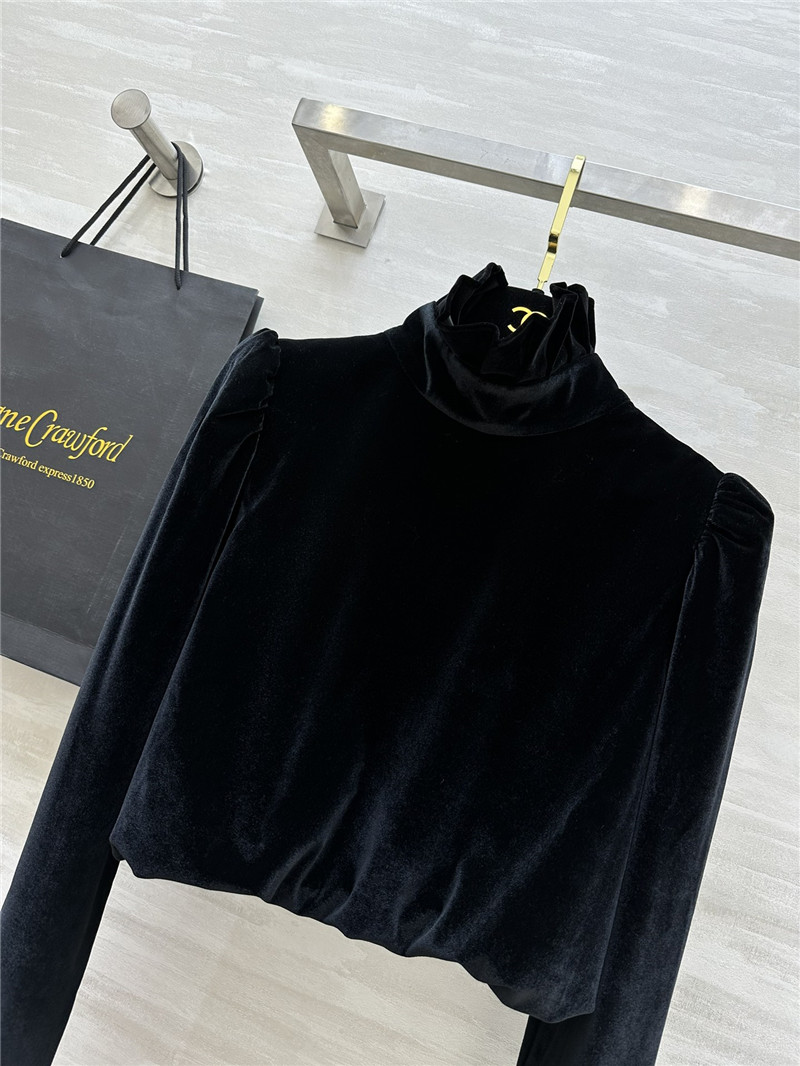 a1exa*der Mcqv*en stand collar velvet top