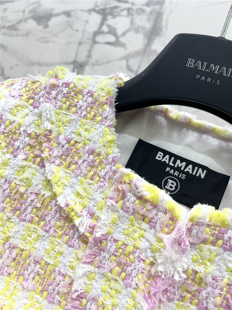Balmain fringed gold-button tweed jacket