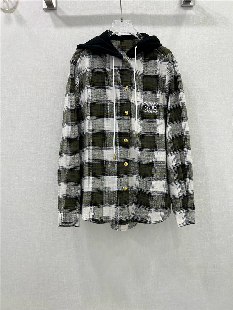 Ce1i*e hooded plaid shirt