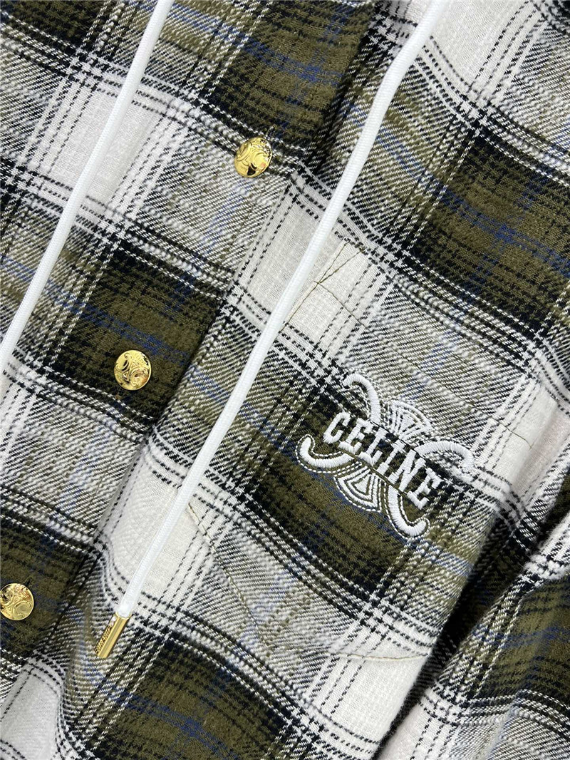 Ce1i*e hooded plaid shirt