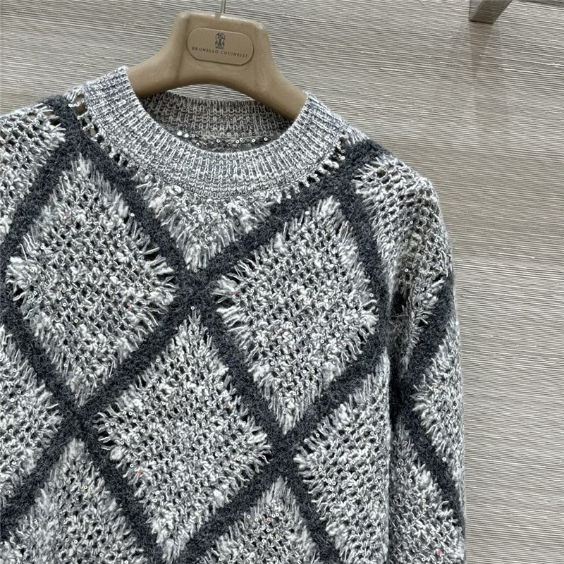 bc crochet D1am0nd sweater grey