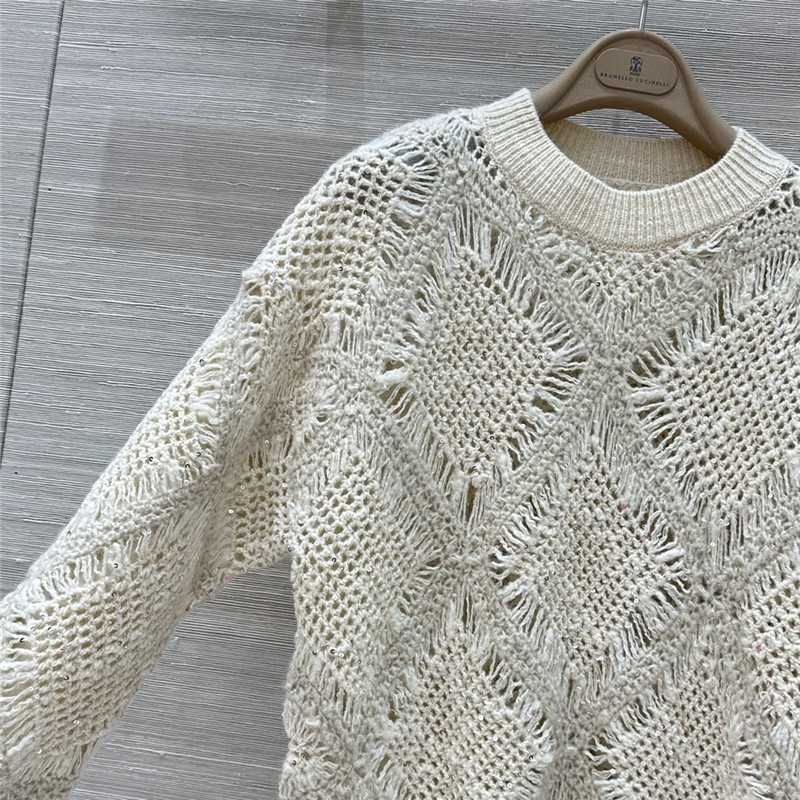 bc crochet D1am0nd sweater white