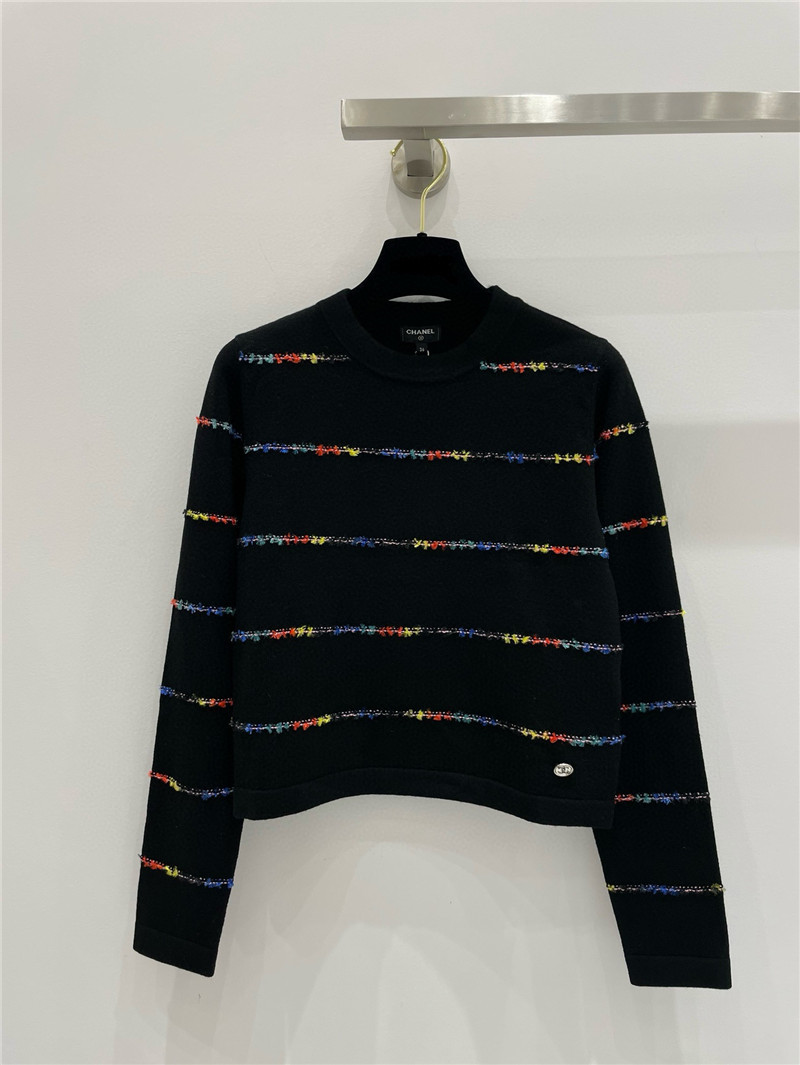 Ch**el striped intarsia cashmere sweater in black