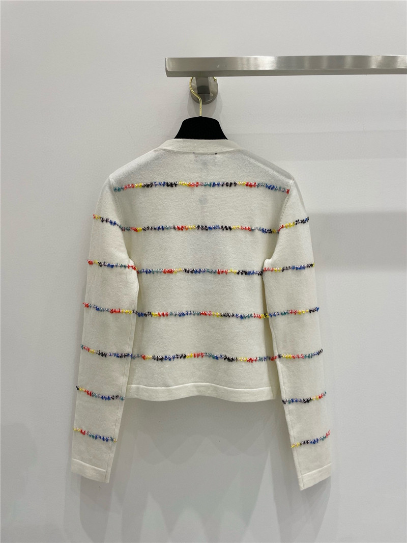 Ch**el striped intarsia cashmere sweater in white