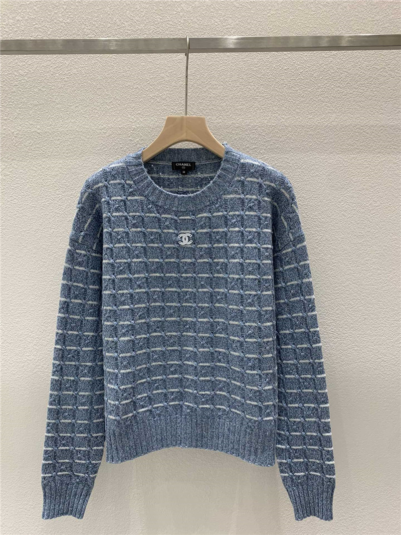 Ch**el stripe intarsia wool sweater in blue