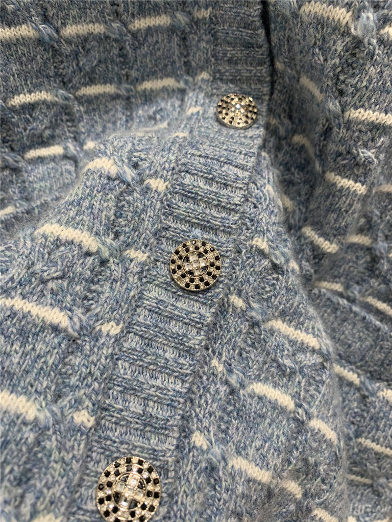 Ch**el stripe intarsia wool cardigan in blue