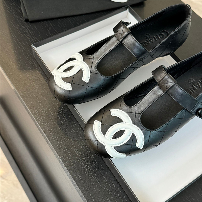 Ch**el mary janes t-strap loafers black