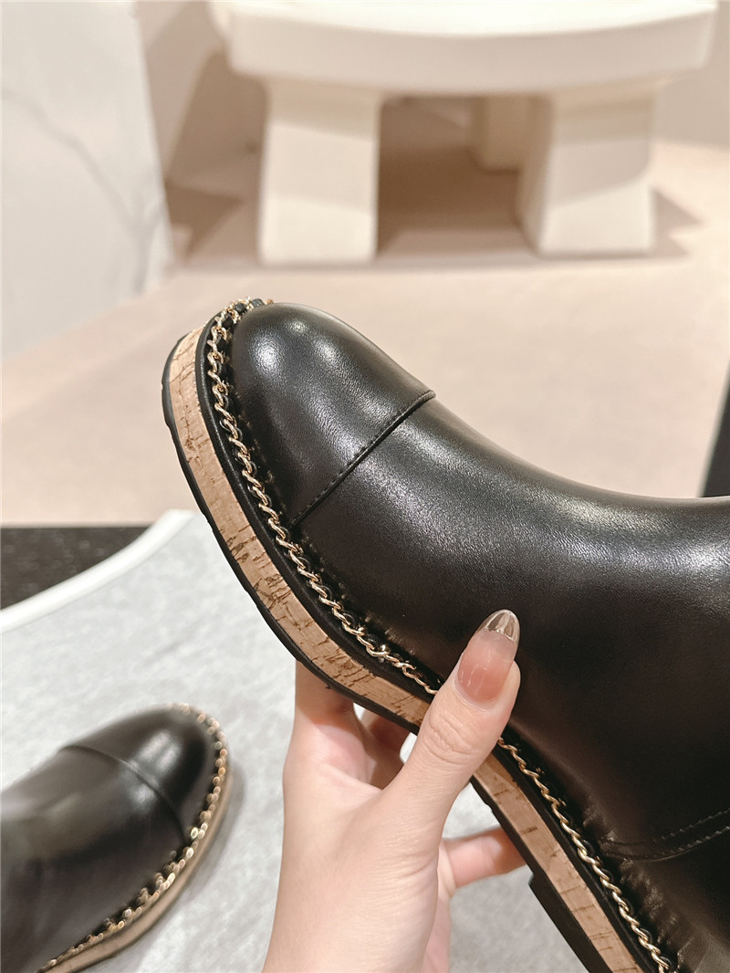 Ch**el calfskin flat knee high boots