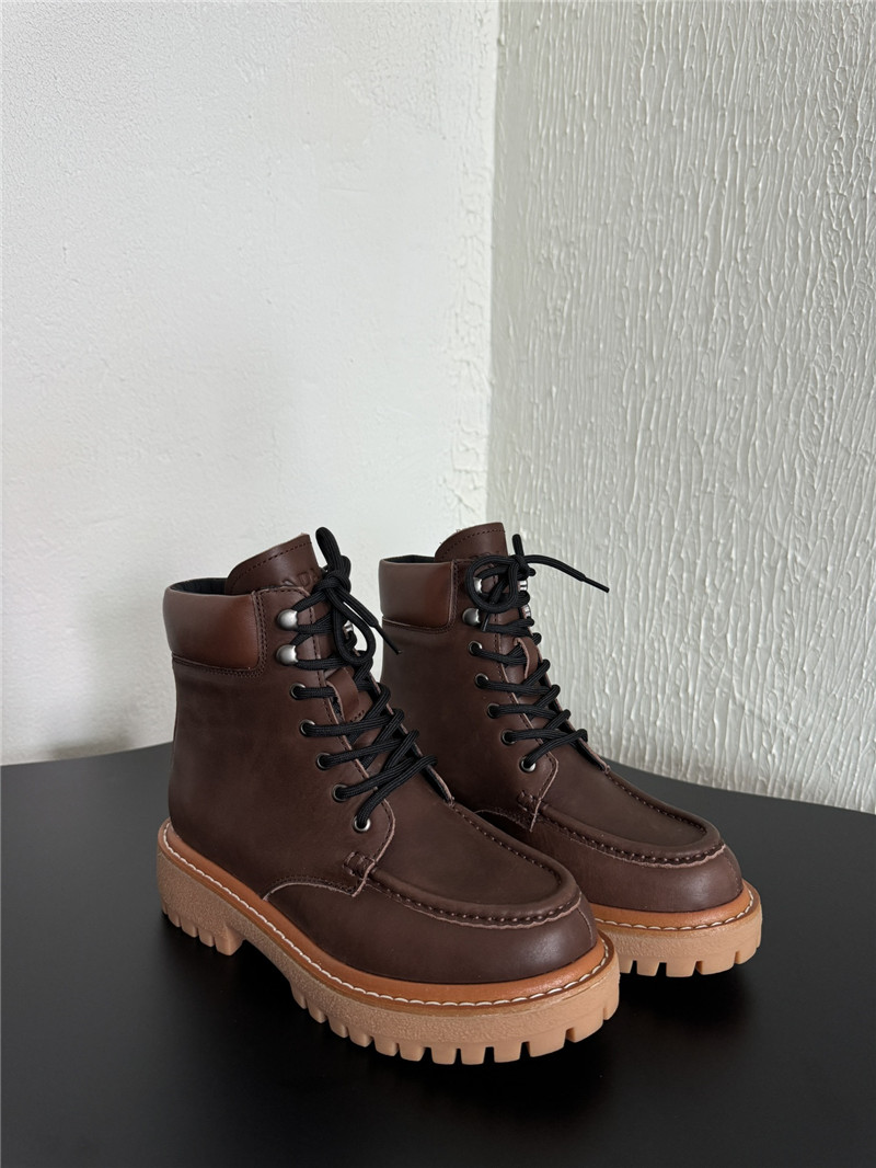 Pra*a platform lace-up brown calfskin martin boots