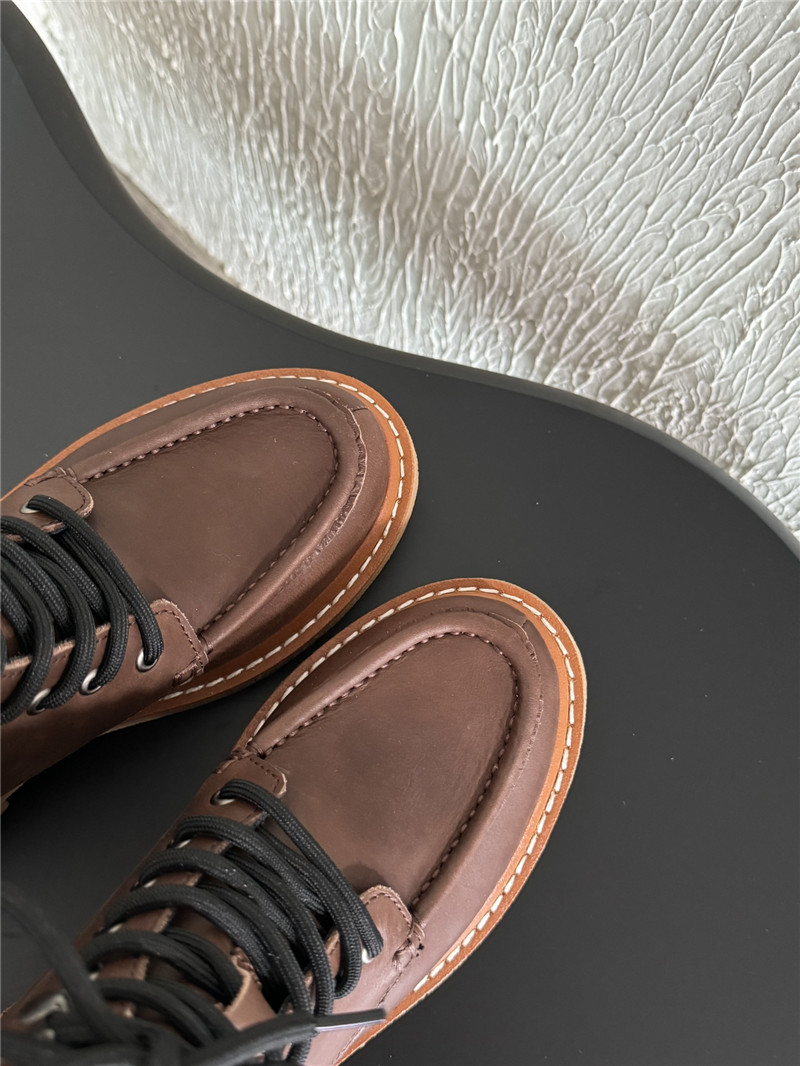 Pra*a platform lace-up brown calfskin martin boots