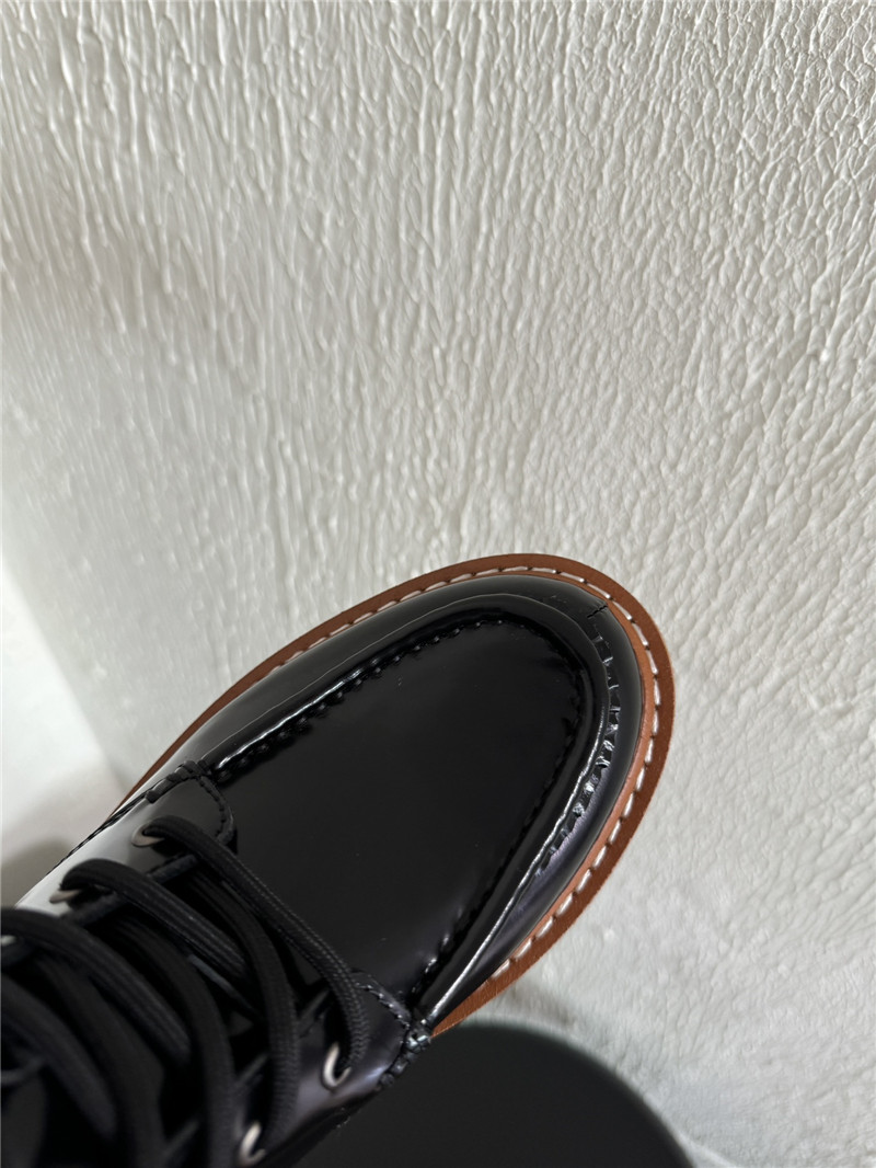 Pra*a platform lace-up patent leather martin boots