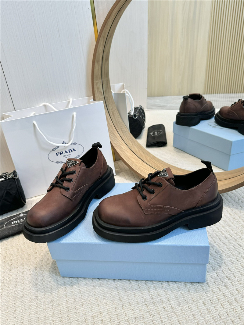 Pra*a suede leather triangle logo loafers sale