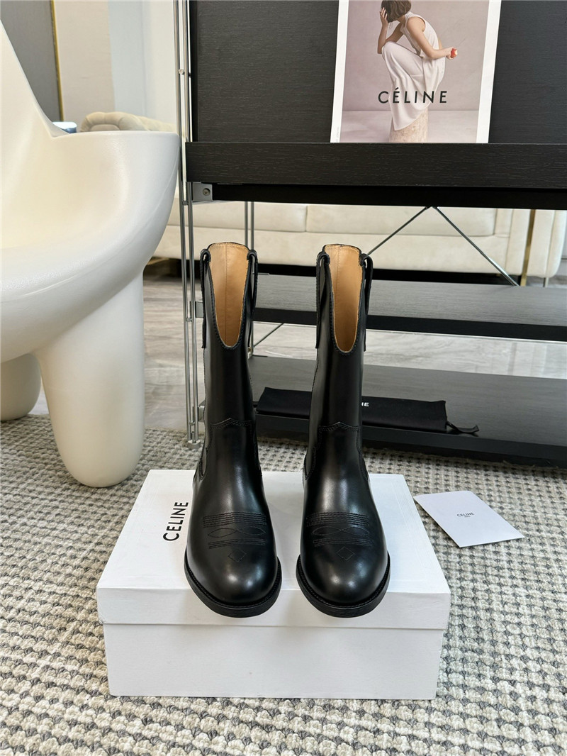 Ce1i*e cowboy black calfskin ankle boots