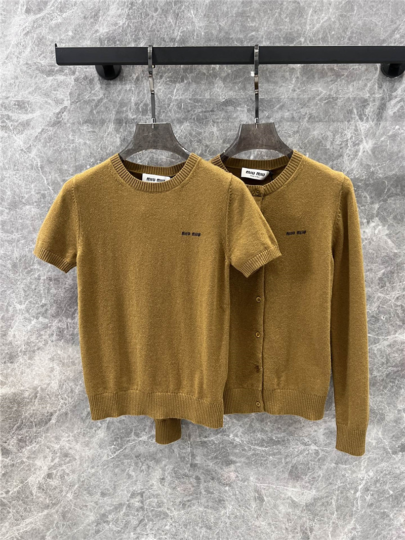 M1um1u knitted short-sleeved top