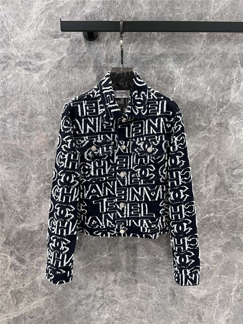 Ch**el monogram printed jacket in black