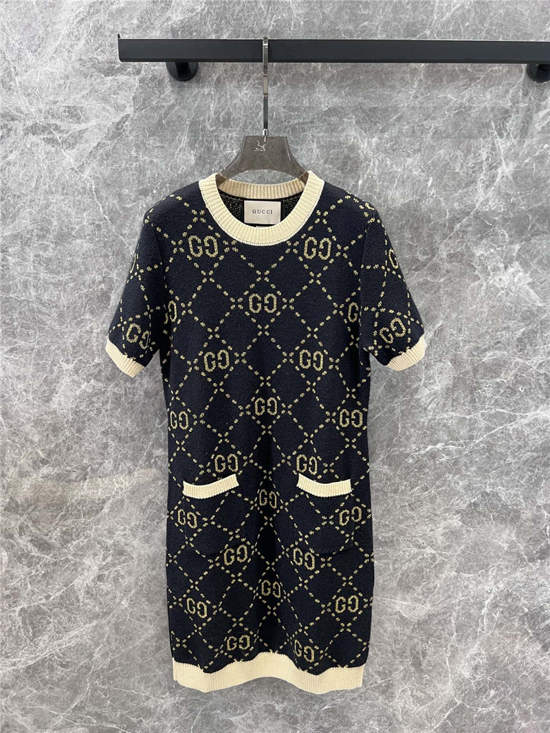 Gvc*1 gg wool bouclé jacquard dress in black