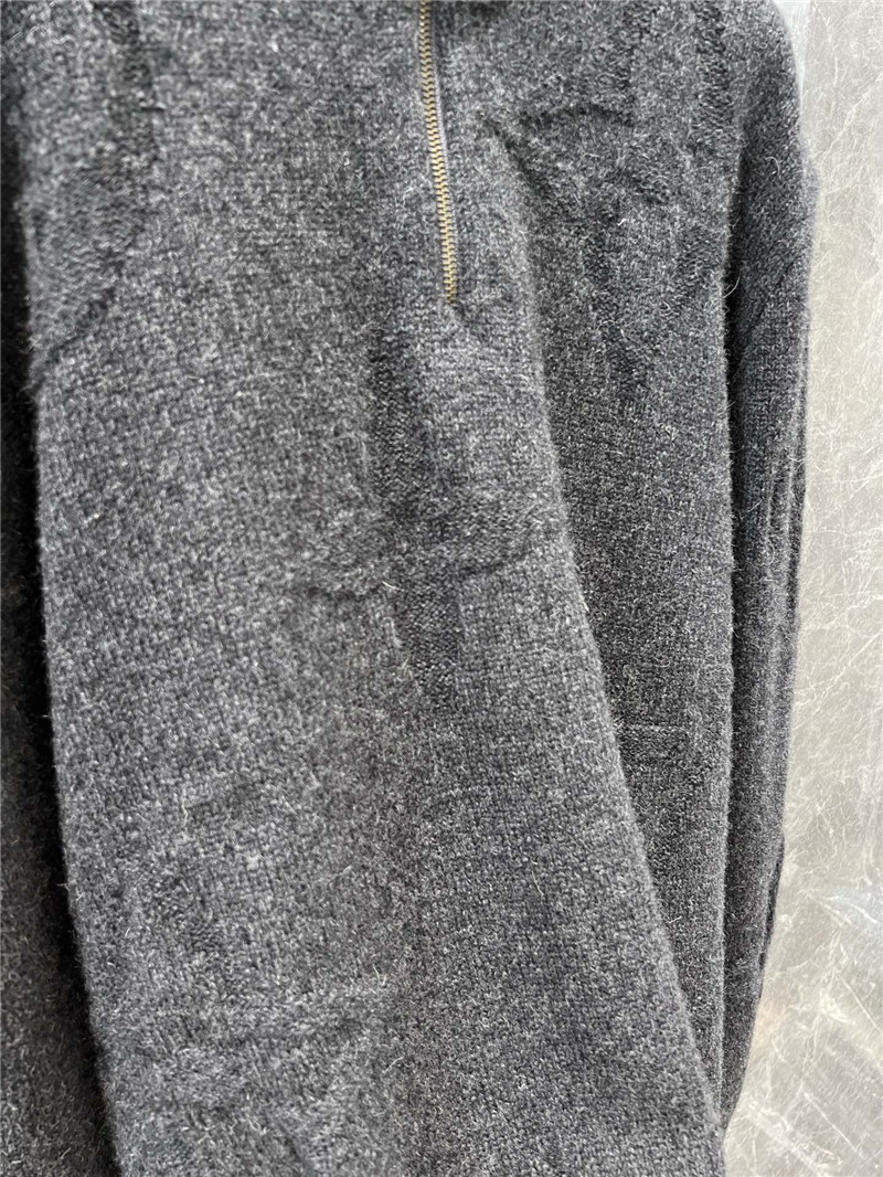 LV Monogram Wool Half Zip Pullover in Grey