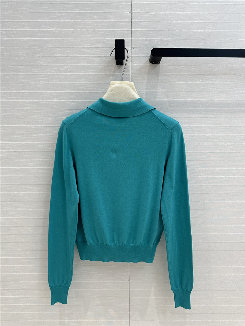Miu Miu Blue Cashmere/Silk Lapel Cardigan