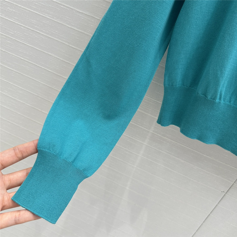 Miu Miu Blue Cashmere/Silk Lapel Cardigan