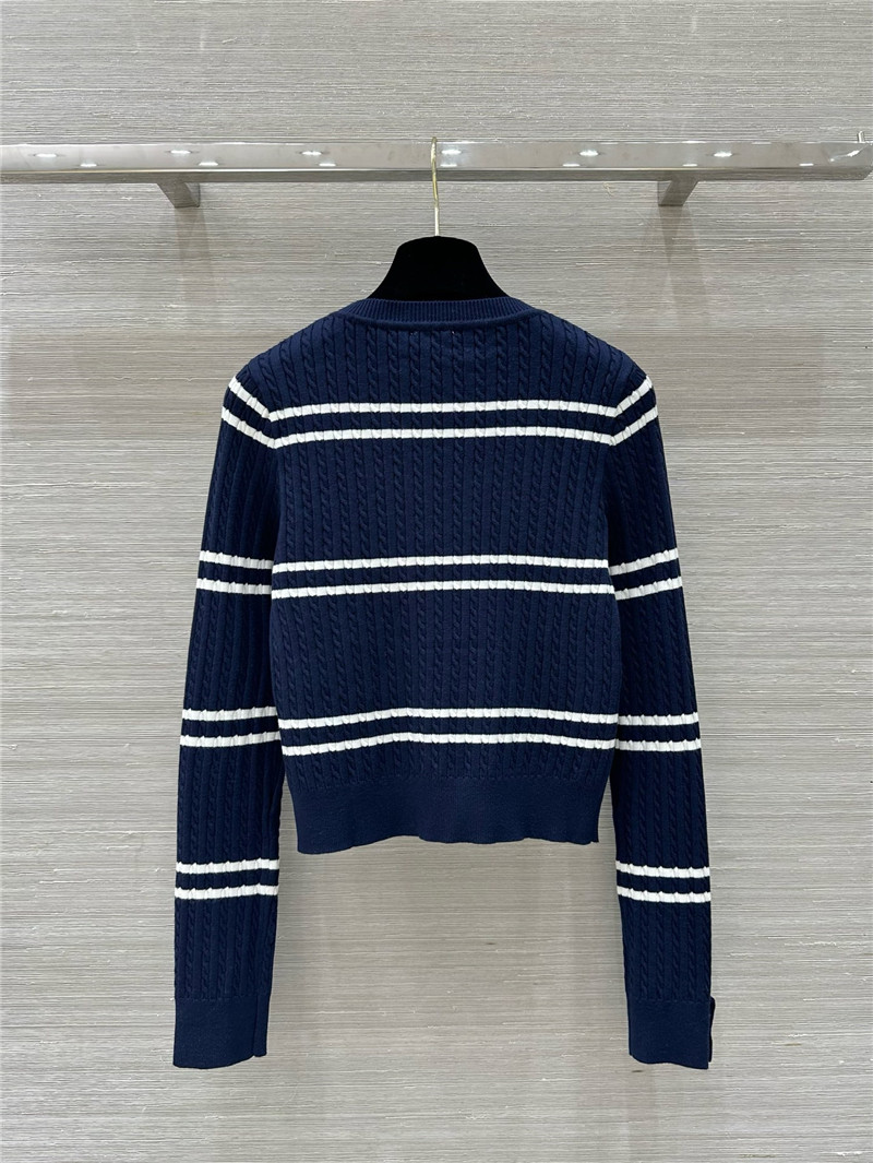 Y51 logo stripe cable knit sweater in navy