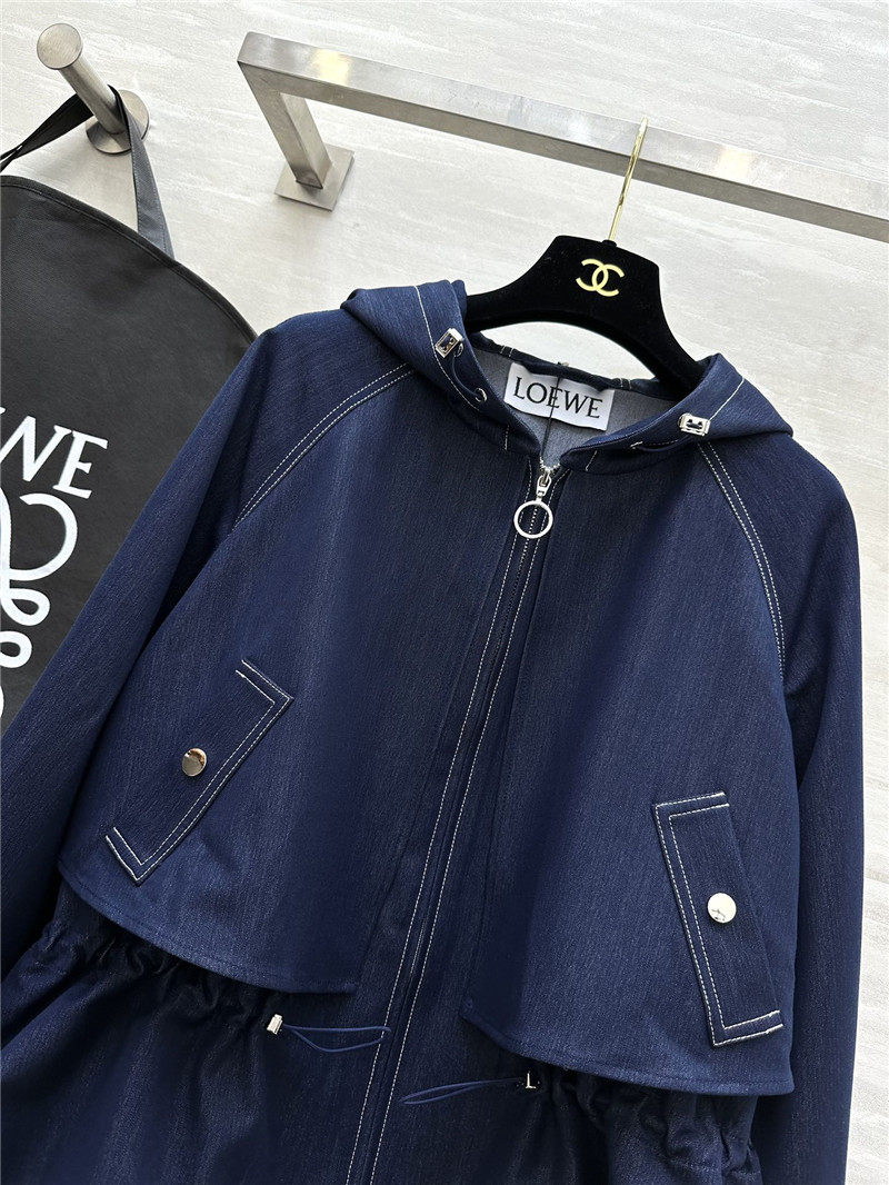 L0ew* hooded waist trench coat