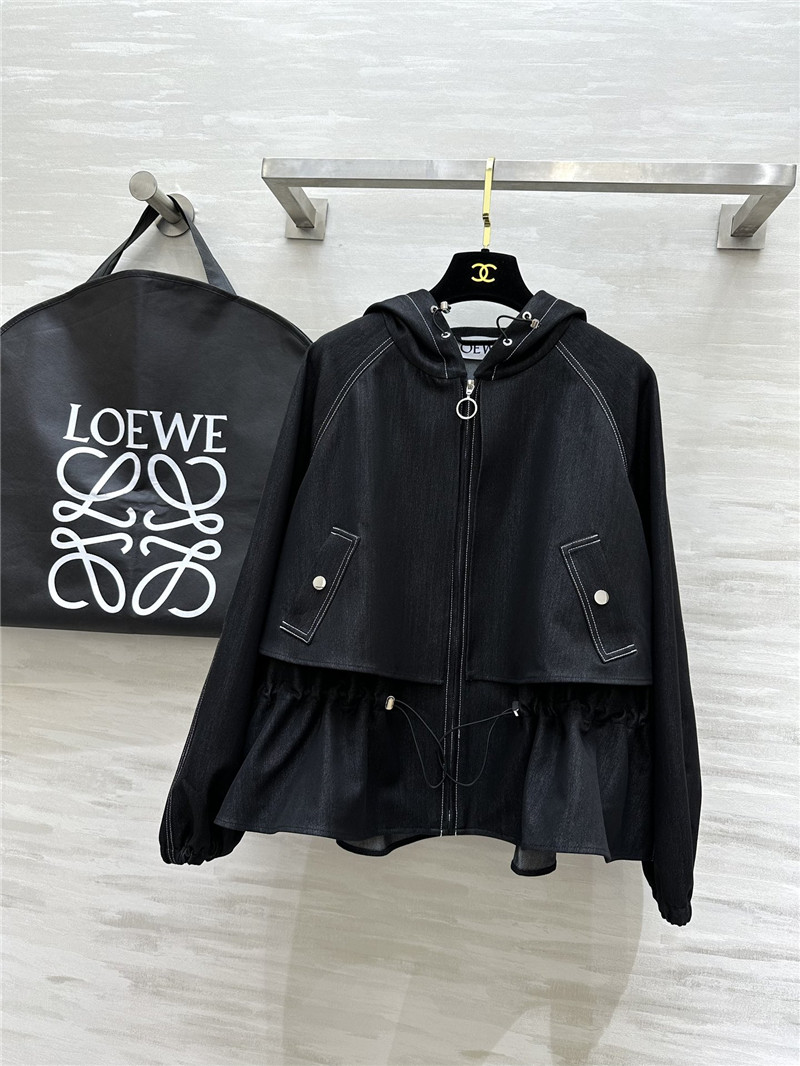 L0ew* hooded waist trench coat